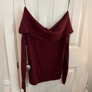 H&M Maroon off the shoulder sweater